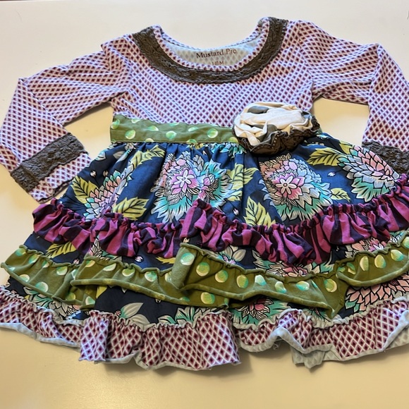 Girls 18 month Mustard Pie long sleeve dress - Picture 3 of 14